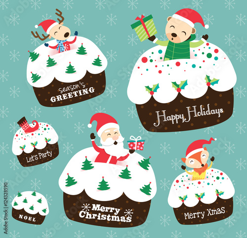 Christmas Cupcake with Santa Claus and friends