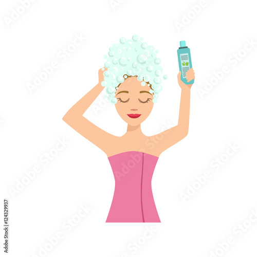 Woman Washing The Hair Home Spa Treatment Procedure