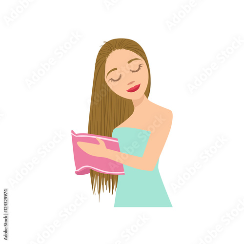 Woman Drying Hair With Towel Home Spa Treatment Procedure