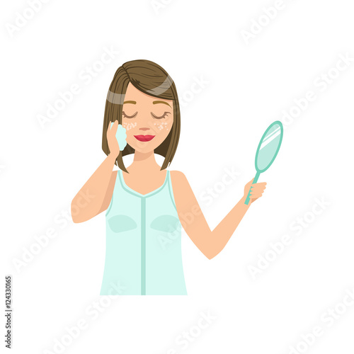 Woman Doing Facial Cleansing Home Spa Treatment Procedure