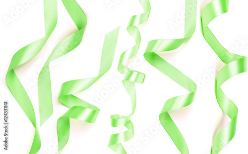 a green ribbon isolated on white background