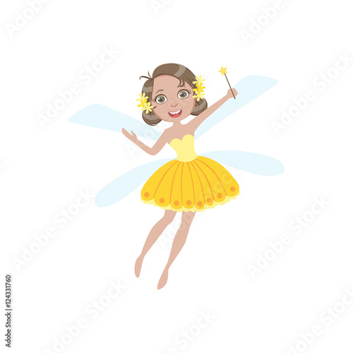 Cute Fairy In Yellow Dress Girly Cartoon Character