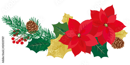 クリスマス　ポインセチア　イラスト