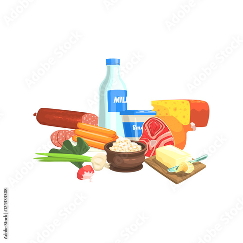 Farm Products Set Colorful Sticker