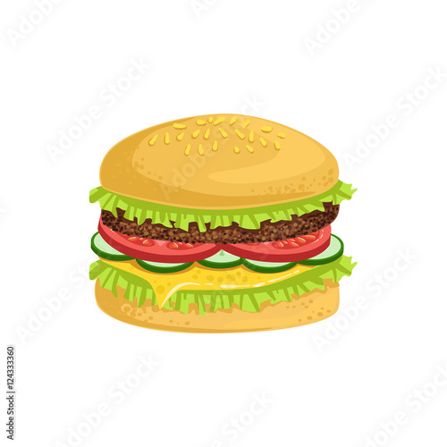 Burger Street Food Menu Item Realistic Detailed Illustration