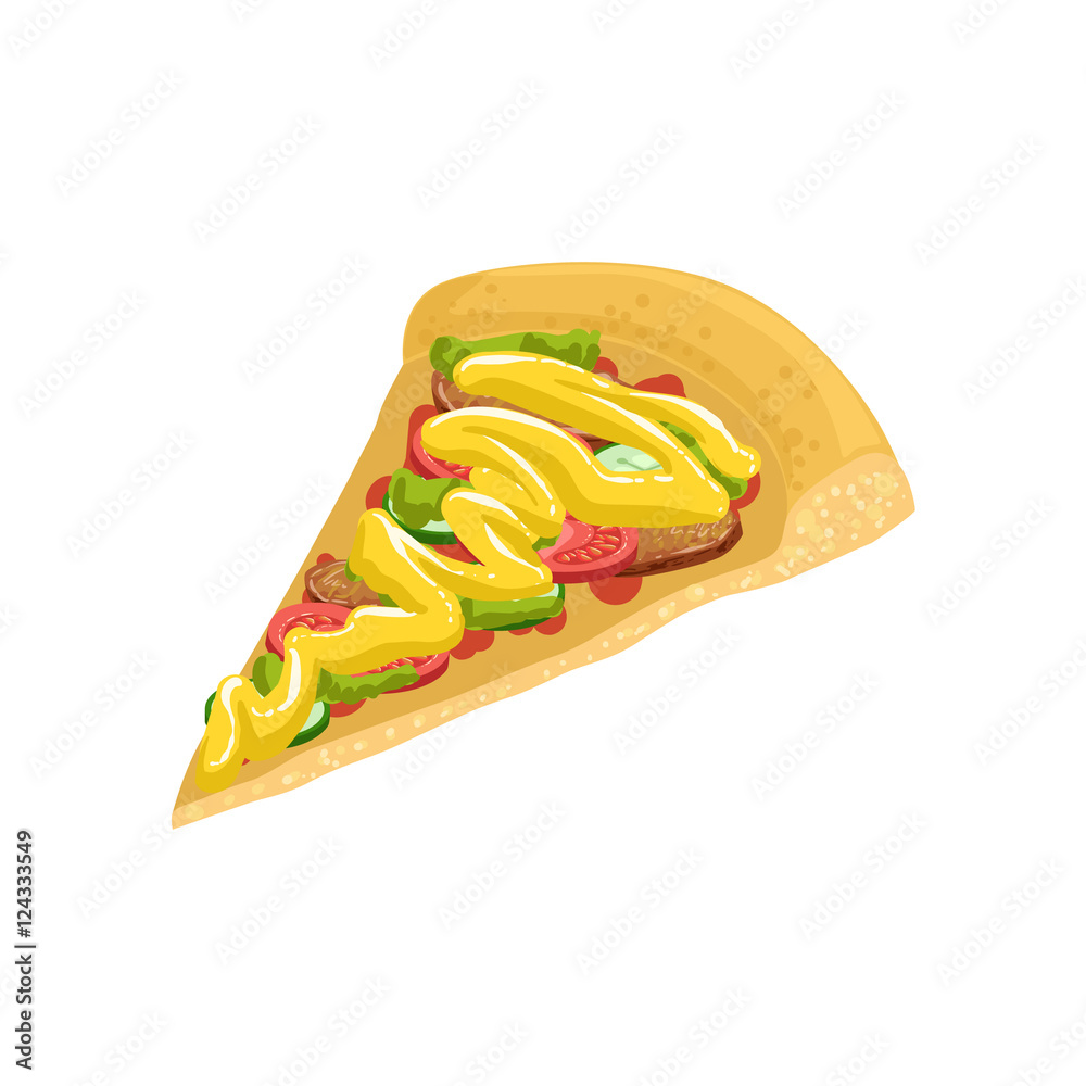 Pizza Slice Street Food Menu Item Realistic Detailed Illustration Pizza Slice Street Food Menu Item Realistic Detailed Illustration