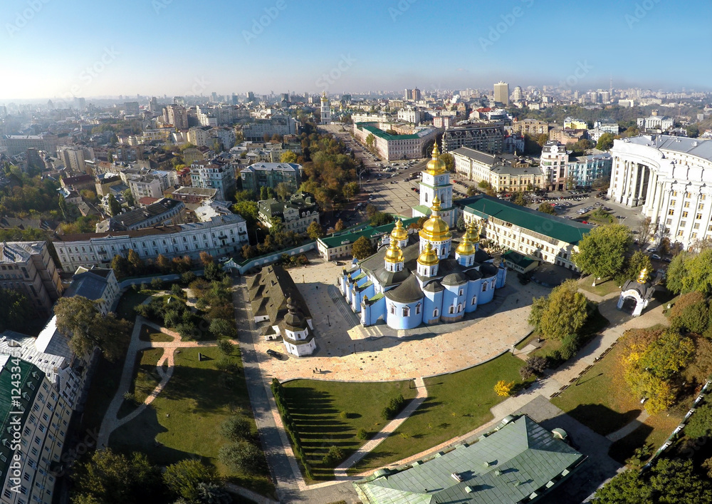 aerial view of the autumn Kiev, St. Michael's church