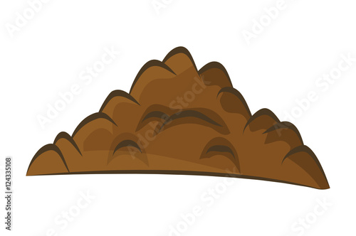 Pile of ground, heap of soil - vector illustration isolated on w