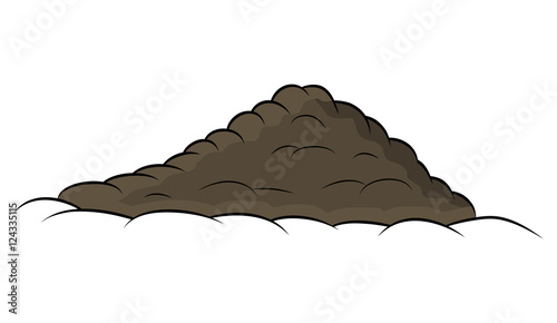 Pile of ground, heap of soil - vector illustration isolated on w