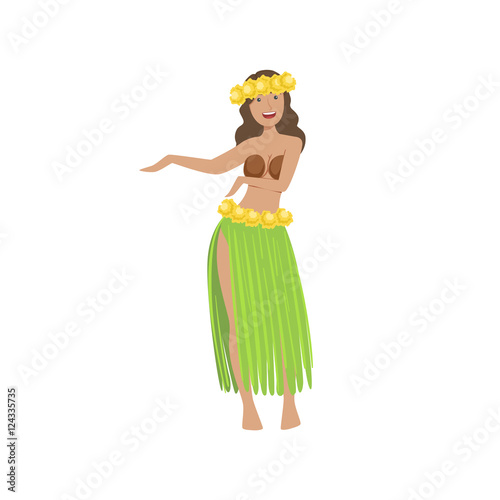 Girl Dancing Hula Hawaiian Vacation Classic Symbol