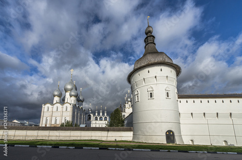 The towers and walls of the Rostov Kremlin.