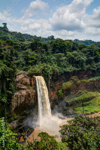Panorama of main cascade of Ekom waterfall  Cameroon