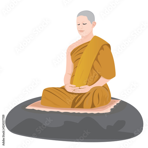 meditation of monk vector design