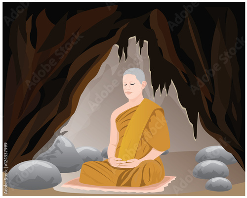 meditation of monk vector design