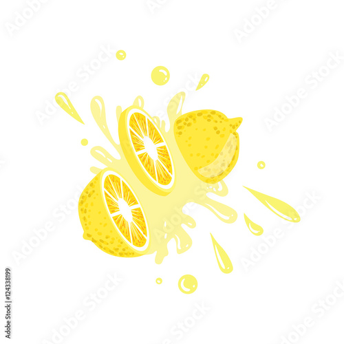 Lemon Cut In The Air Splashing The Juice