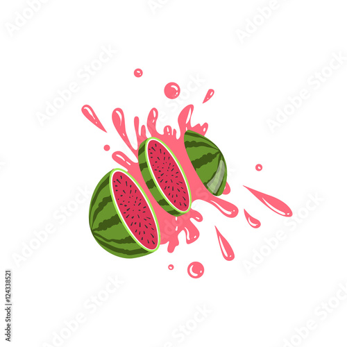 Watermelon Cut In The Air Splashing The Juice