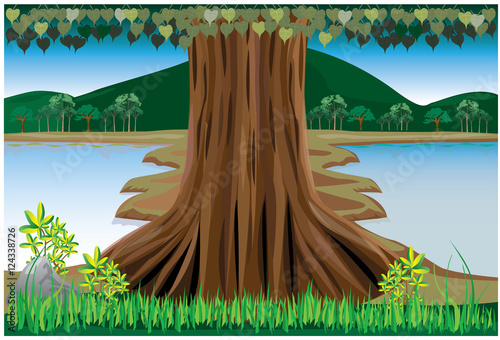 big tree with canal vector design