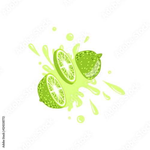 Lime Cut In The Air Splashing The Juice