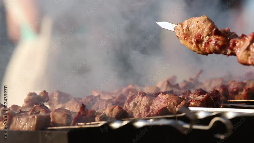 barbecue meat on skewers barbecue meat on skewers