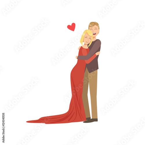 Couple In Love In Classy Outfits Hugging