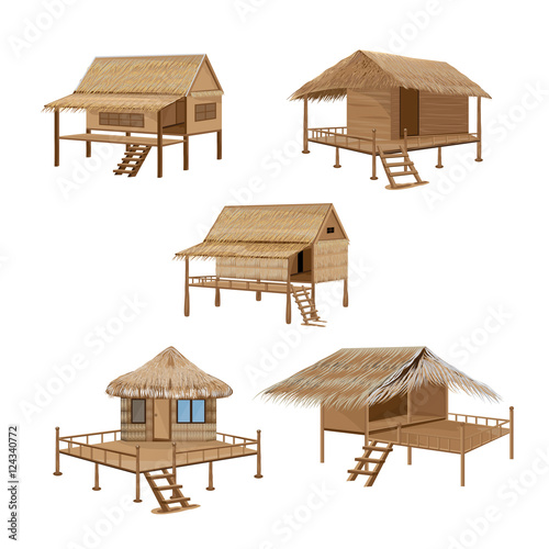 straw hut vector design