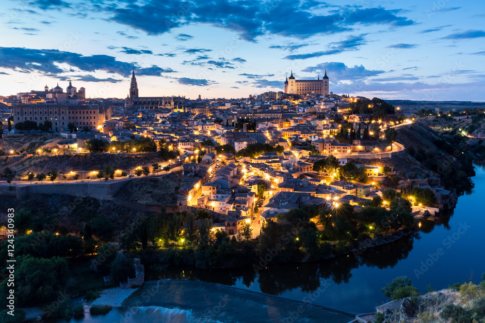 Toledo at dusk Spain - obrazy, fototapety, plakaty 