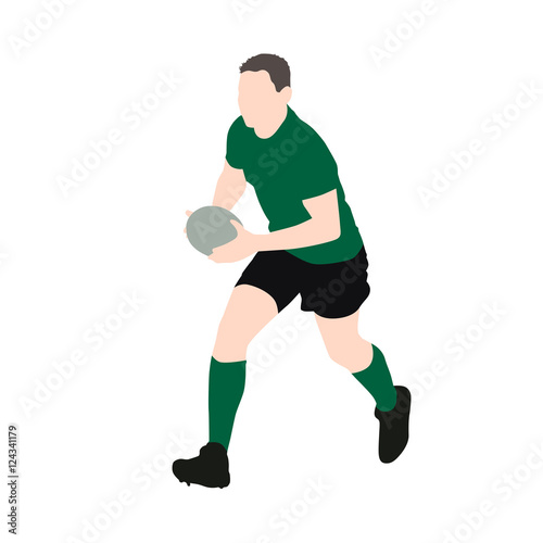 Rugby player vector illustration. Running man with ball in hands