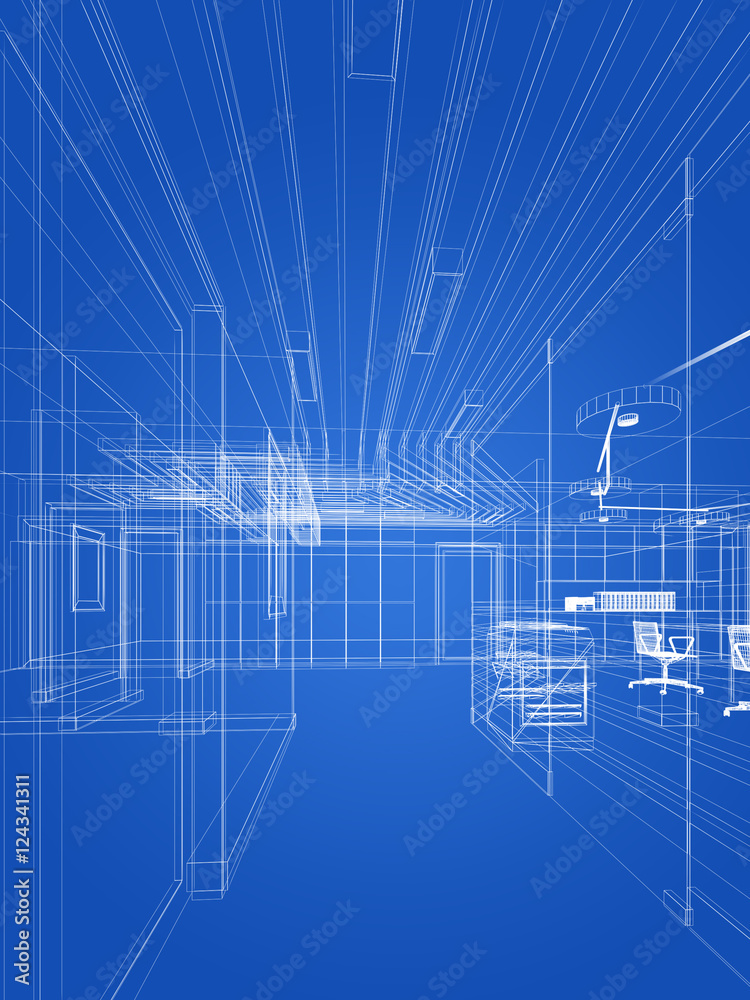 Obraz premium sketch design of interior hall