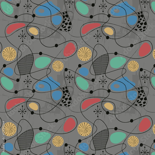 1950s Retro Mid-Century Seamless Pattern