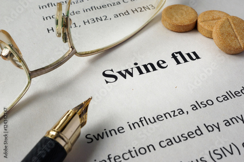 Εκτύπωση καμβά Page of hospital form with diagnosis swine flu and glasses.