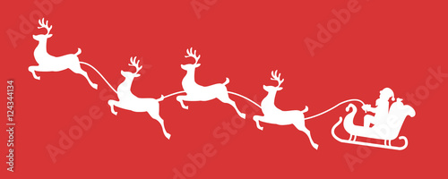 Santa sleigh reindeer silhouette with snow
