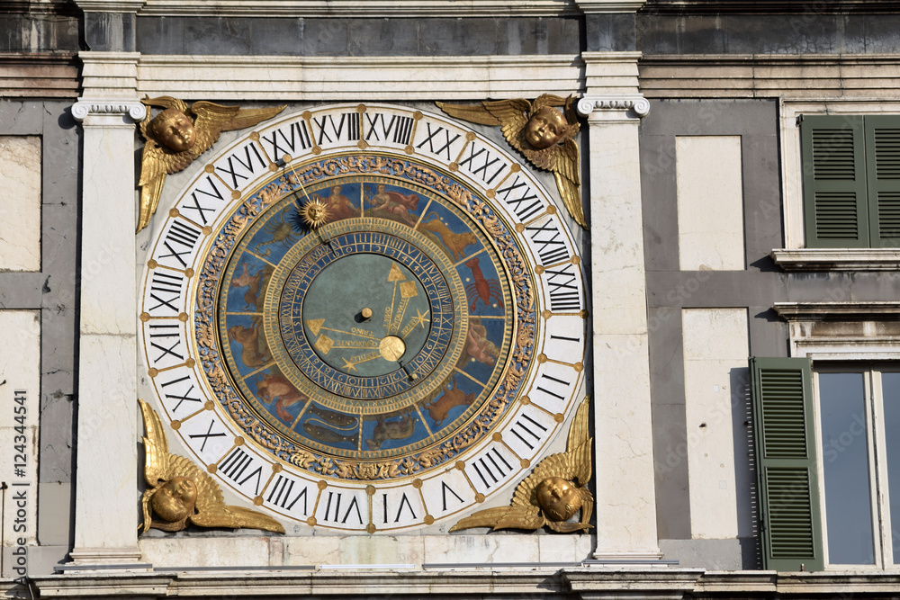 The ancient clock of Piazza della Loggia in Brescia