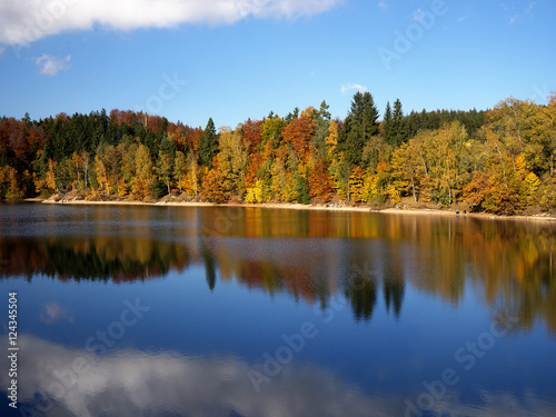 Mseno Lake - the city water reservoir in Jablonec nad Nisou in autumn