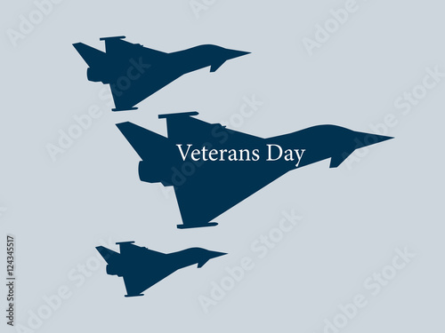 Veterans Day. Military aircraft contour. Air Force. Vector illustration.