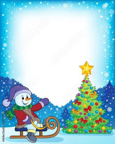 Frame with Christmas tree and snowman 4