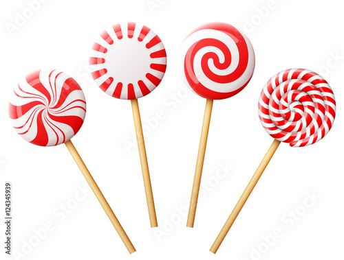 Set of christmas candy on wooden stick Fototapet