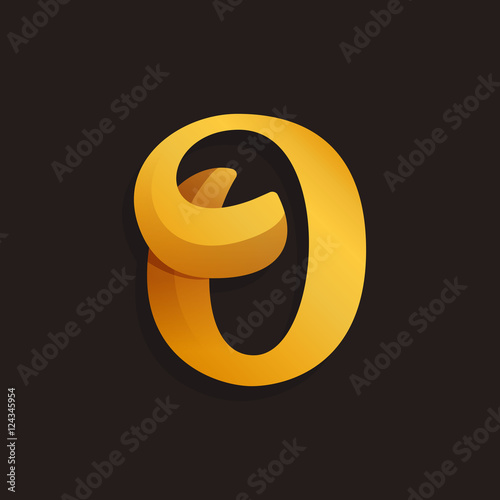 O letter logo in golden shining style.