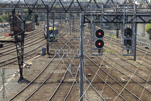 Train in a railway yard