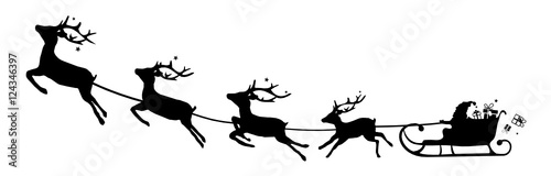 Hirsche mit Weihnachtsmann auf Schlitten