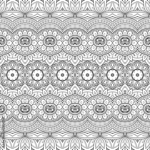 Vector Seamless Monochrome Ornate Pattern