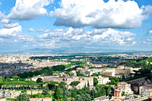 Huge white clouds in the sky above Rome.