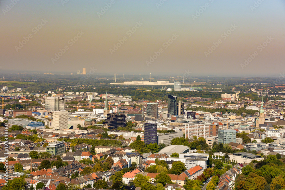 panoramic view of downtown dortmund and stadium, germany