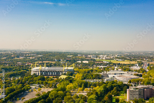 panoramic view of downtown dortmund and stadium, germany