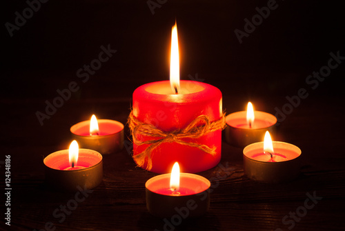 candles at wooden table