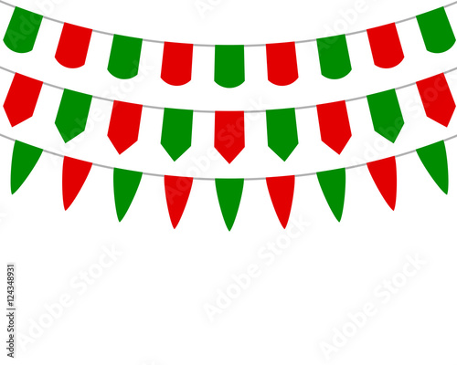 Decorative flags on greeting Christmas