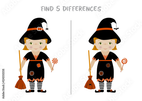 Halloween find differences game for kids