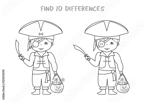 Halloween spot the difference game for kids