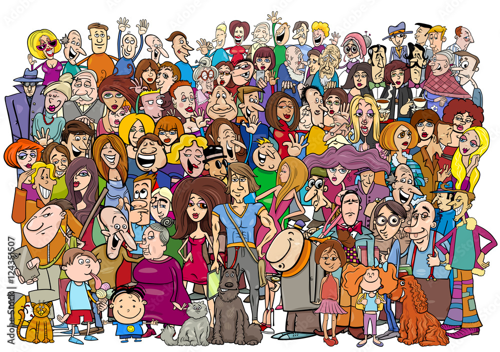 Fototapeta kreskówka ludzie w tłumie