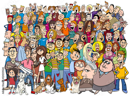 Fototapeta Naklejka Na Ścianę i Meble -  people in the crowd cartoon