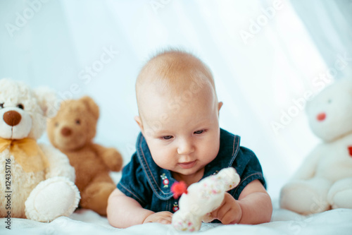 beautiful portrait of Incredible and charming small baby photo